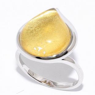 Серебряное кольцо<br> 21R2185CGS-133, сусальное золото, смола ювелирная