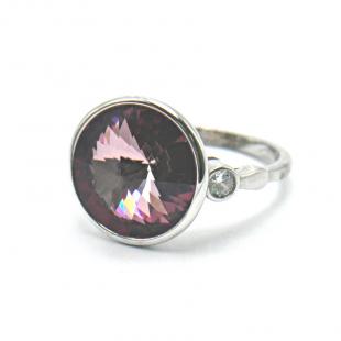 Серебряное кольцо<br> 21SET15483O-113, кристалл "swarovski", куб.цирконий