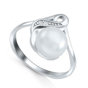 Серебряное кольцо<br> 21SET7393-113, жемчуг (культ.), куб.цирконий