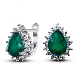 Серьги<br> 220004-19-257, агат, куб.цирконий