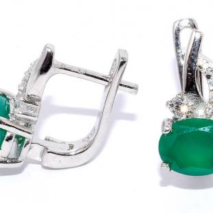 Серьги<br> 220008-32-163, агат, куб.цирконий