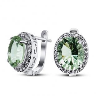 Серьги<br> 220010-70-257, аметист зеленый, куб.цирконий Серьги<br> 220010-70-257, аметист зеленый, куб.цирконий