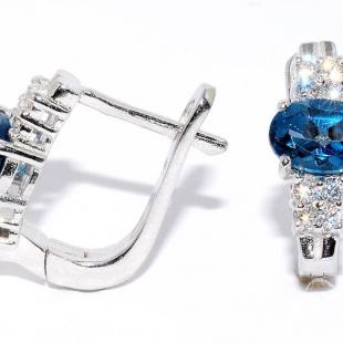Серьги<br> 220097-32-176, топаз "london blue", куб.цирконий