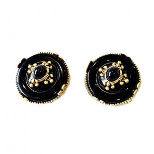 Серьги<br> 22236275172GP-B, эмаль, оникс