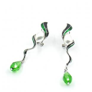 Серьги<br> 22238925686E, куб.цирконий, жемчуг (культ.), эмаль