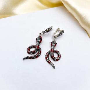 Серьги<br> 2239370D, эмаль, марказит