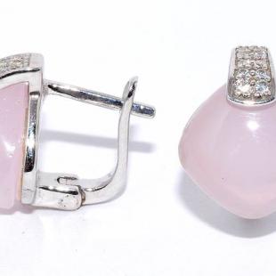 Серьги<br> 22AE3746ZO-148, халцедон, куб.цирконий