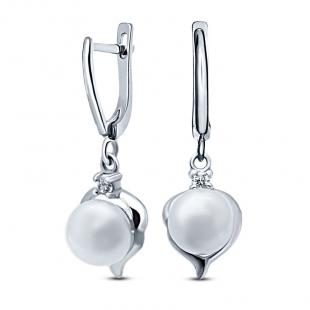 Серьги<br> 22AE5194Z,WFM/RA-148, жемчуг (культ.), куб.цирконий