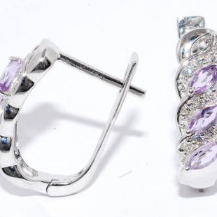 Серьги<br> 22E-9651-140, аметист, куб.цирконий