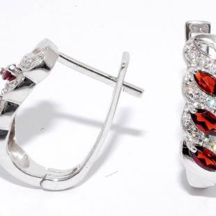 Серьги<br> 22E-9651-140, гранат, куб.цирконий