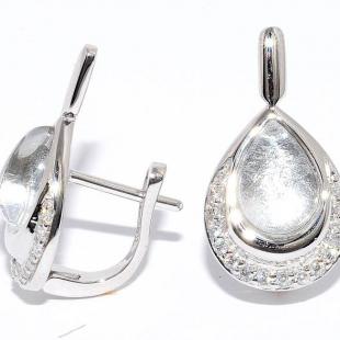 Серебряные серьги<br> 22E2195LCSS-133, сусальное серебро, смола ювелирная, куб.цирконий