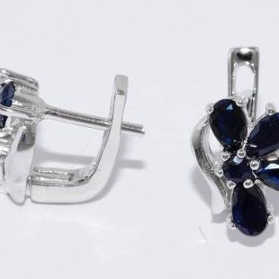 Серьги<br> 22GREP0365-83-44, корунд (сапф.), куб.цирконий