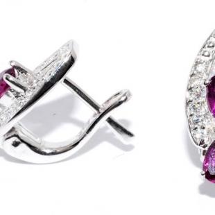Серьги<br> 22PPE2864-114-107, родолит, куб.цирконий Серьги<br> 22PPE2864-114-107, родолит, куб.цирконий