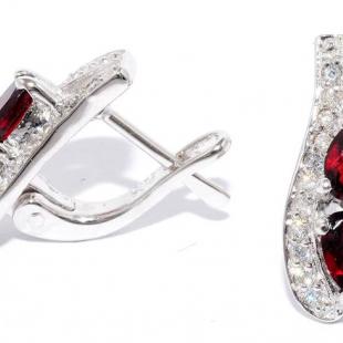 Серьги<br> 22PPE2864-114-111, гранат, куб.цирконий