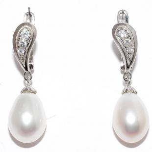 Серьги<br> 22QSIBB00698A-19, жемчуг (культ.), куб.цирконий Серьги<br> 22QSIBB00698A-19, жемчуг (культ.), куб.цирконий