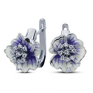 Серьги<br> 22QSJSS00670-19, эмаль, куб.цирконий Серьги<br> 22QSJSS00670-19, эмаль, куб.цирконий