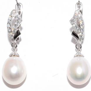 Серьги<br> 22QSPBJ00730A-19-110, жемчуг (культ.), куб.цирконий