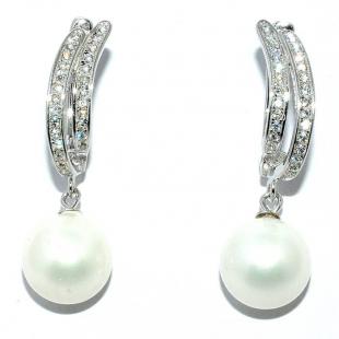 Серьги<br> 22SET7140-113, жемчуг и., куб.цирконий