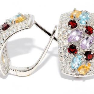 Серьги<br> 22VSFFA00484-19, аметист, гранат, топаз, цитрин, куб.цирконий