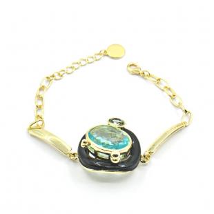 Браслет<br> 242381232GP-N, куб.цирконий, эмаль