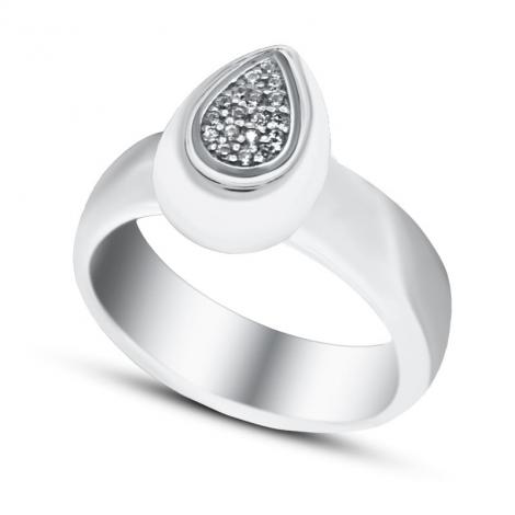 Серебряное кольцо, вставка: куб.цирконий, керамика, арт.:010184-231a-113, SilverWings, рис. 1