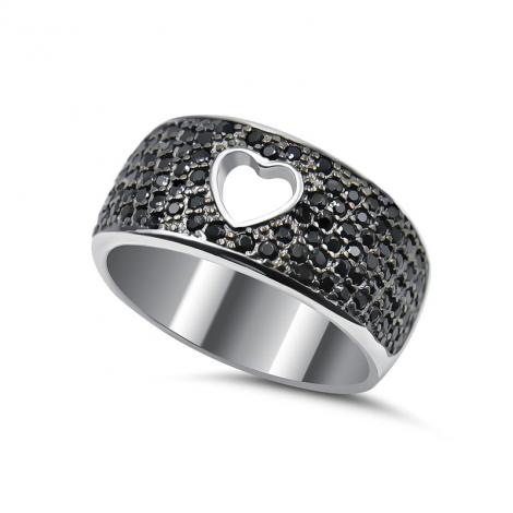 Серебряное кольцо, вставка: куб.цирконий, арт.:012022074b, SilverWings, рис. 1