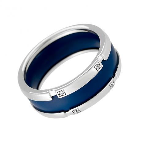 Кольцо, вставка: керамика матовая, куб.цирконий, арт.:01209110532c-m, SilverWings, рис. 1