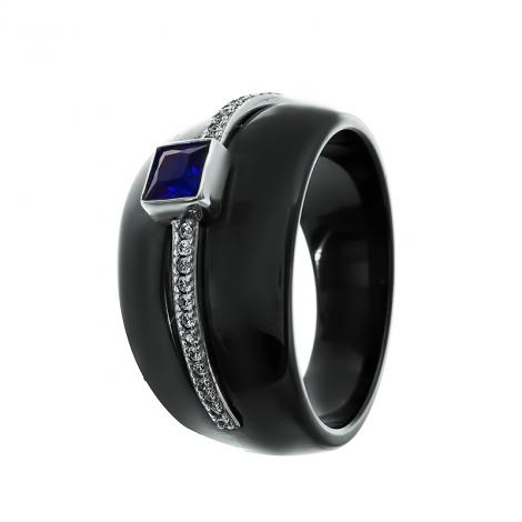 Кольцо, вставка: керамика, куб.цирконий, ситалл, арт.:0120911237bc, SilverWings, рис. 1