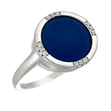 Кольцо, вставка: керамика матовая, куб.цирконий, арт.:0120911489c-m, SilverWings, рис. 1