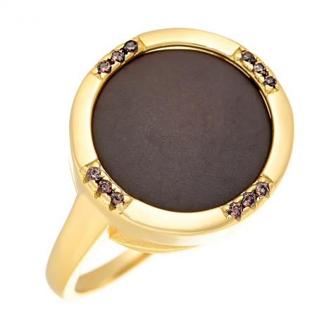 Кольцо, вставка: керамика матовая, куб.цирконий, арт.:0120911489gp-p-m, SilverWings, рис. 1