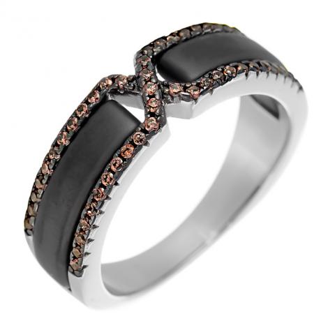 Кольцо, вставка: керамика матовая, куб.цирконий, арт.:0120911733ba-p, SilverWings, рис. 1