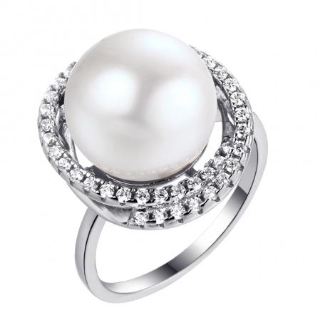 Кольцо, вставка: жемчуг (культ.), куб.цирконий, арт.:0120911896a, SilverWings, рис. 1