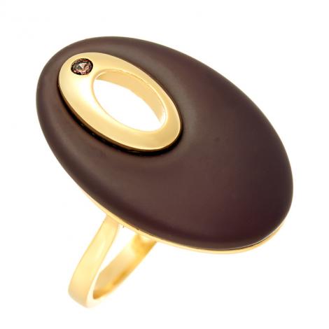 Кольцо, вставка: керамика матовая, куб.цирконий, арт.:0120912142gp-p-m, SilverWings, рис. 1