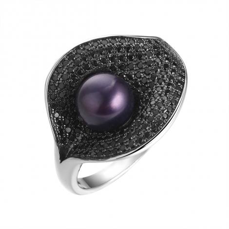 Кольцо, вставка: жемчуг (культ.), шпинель синт., арт.:0120912169b, SilverWings, рис. 1