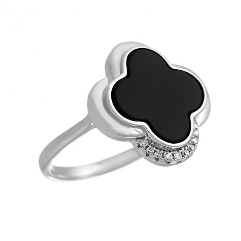 Кольцо, вставка: керамика, куб.цирконий, арт.:0120912183b, SilverWings, рис. 1