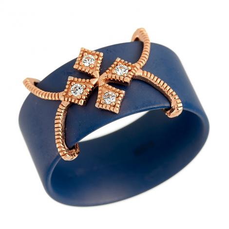 Кольцо, вставка: керамика матовая, куб.цирконий, арт.:0120912359pgp-c-m, SilverWings, рис. 1