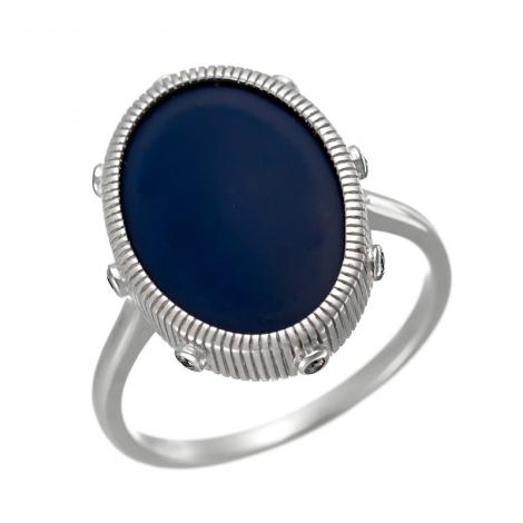 Кольцо, вставка: керамика матовая, куб.цирконий, арт.:0120912377c-m, SilverWings, рис. 1