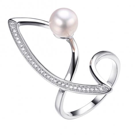 Кольцо, вставка: жемчуг (культ.), куб.цирконий, арт.:0120912418a, SilverWings, рис. 1