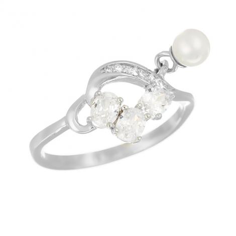 Кольцо, вставка: жемчуг и., куб.цирконий, арт.:0120912492a, SilverWings, рис. 1