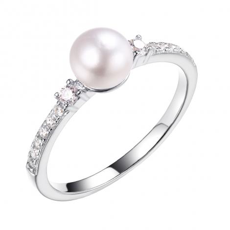 Кольцо, вставка: жемчуг (культ.), куб.цирконий, арт.:0120912657a, SilverWings, рис. 1