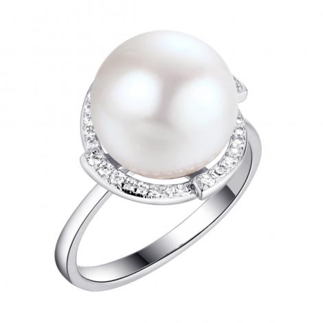Кольцо, вставка: жемчуг (культ.), куб.цирконий, арт.:0120913309a, SilverWings, рис. 1