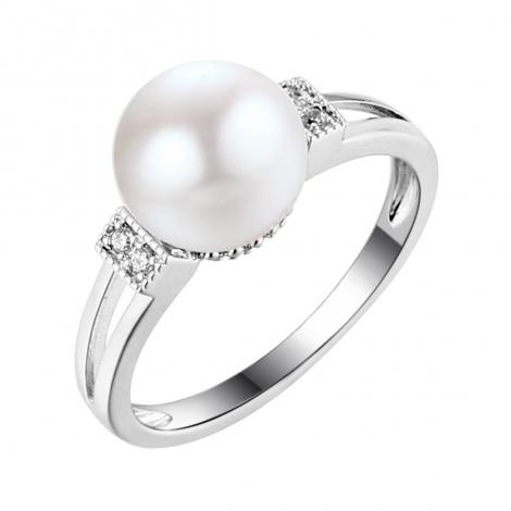 Кольцо, вставка: жемчуг (культ.), куб.цирконий, арт.:0120913597a, SilverWings, рис. 1