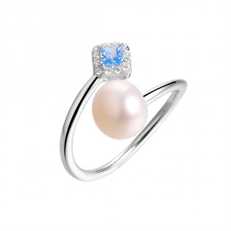 Кольцо, вставка: жемчуг (культ.), куб.цирконий, арт.:0120913770a, SilverWings, рис. 1