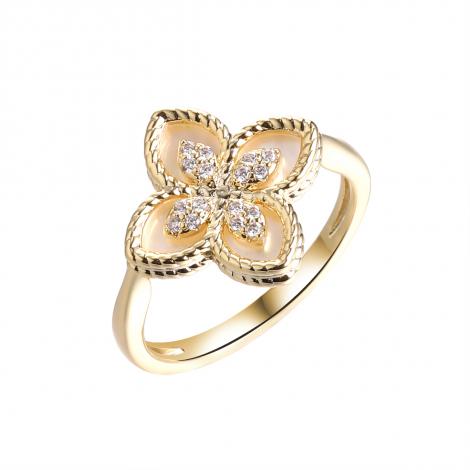 Кольцо, вставка: перламутр, куб.цирконий, арт.:0120914005gp-a, SilverWings, рис. 1