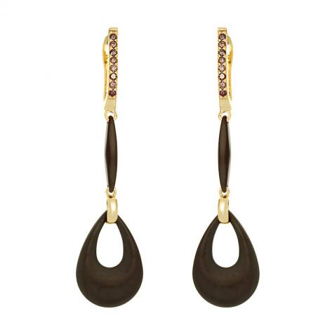 Серьги, вставка: керамика матовая, куб.цирконий, арт.:0220911108gp-p-m, SilverWings, рис. 1