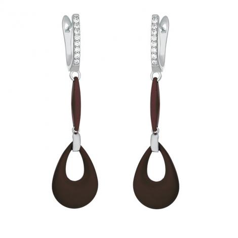 Серьги, вставка: керамика матовая, куб.цирконий, арт.:0220911108p-m, SilverWings, рис. 1