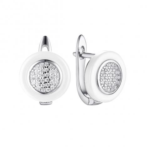 Серьги, вставка: керамика, куб.цирконий, арт.:0220911145a, SilverWings, рис. 1