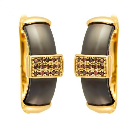 Серьги, вставка: керамика, куб.цирконий, арт.:0220911363gp-p, SilverWings, рис. 1