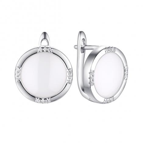 Серьги, вставка: керамика, куб.цирконий, арт.:0220911489a, SilverWings, рис. 1