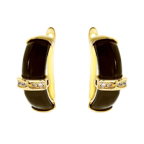 Серьги, вставка: керамика, куб.цирконий, арт.:0220911555gp-p, SilverWings, рис. 1